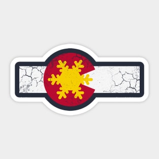 Colorado Flag Winter Snowflake Vintage Distressed Sticker